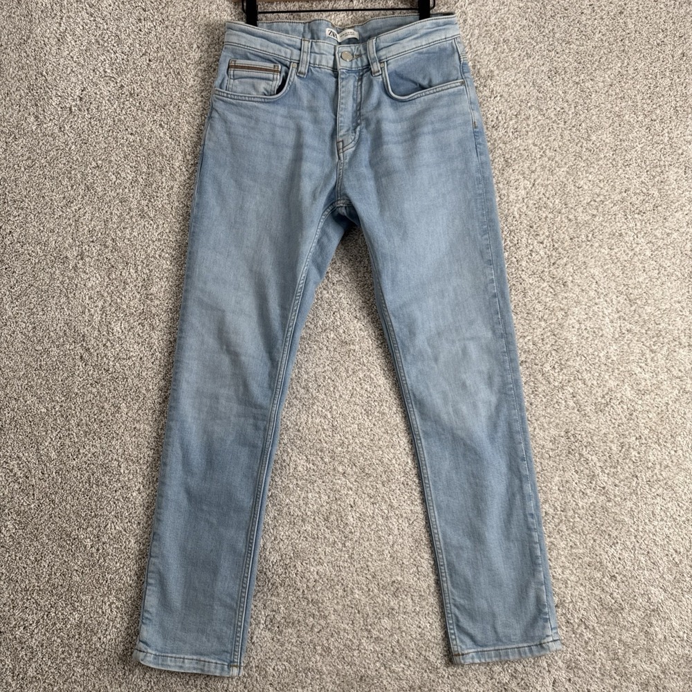 Zara Jeans Mens 31 Light Wash Zip Fly Denim Blue‎ Jeans